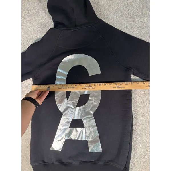 Good American "The Icon" Black Metallic Hoodie Heavy Cotton‎ Woman's 0/0 XS/S - Image 9
