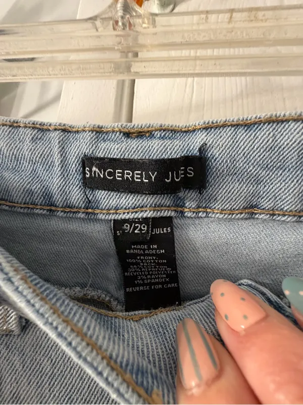 Sincerely Jules Light Blue Distressed Wide Leg Jeans - Image 2