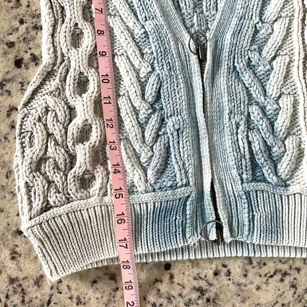 We The Free Free People Sweater Vest Womens XS Blue Ombre Cable‎ Knit Zip - Image 10
