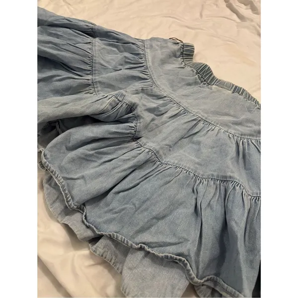 Vintage Blue Vintage Village Blues Light Wash Tiered Denim Skirt | Best Fits Medium/Large - Image 6