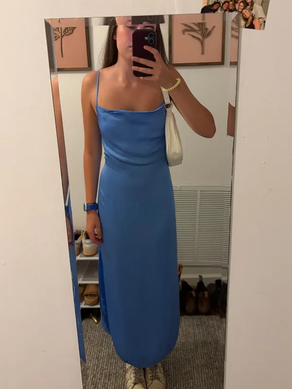 Bella Dahl Sky Blue Slip Maxi Dress with Cowl Neck - Image 2