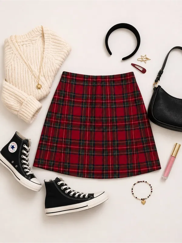 Brandy Melville Red Tartan Plaid Mini Skirt XXS 00 0 Y2K Preppy Coquette Rare - Image 16
