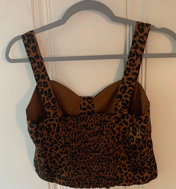 Leopard Button Cropped Tank Blouse 2 - Image 2