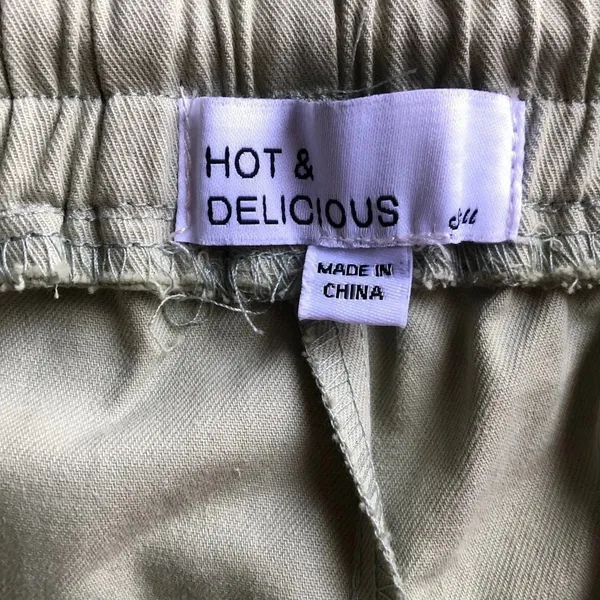 Hot & Delicious Colorblock Cargo Jogger Pants Mint Green Cream Multi Pocket SM - Image 10