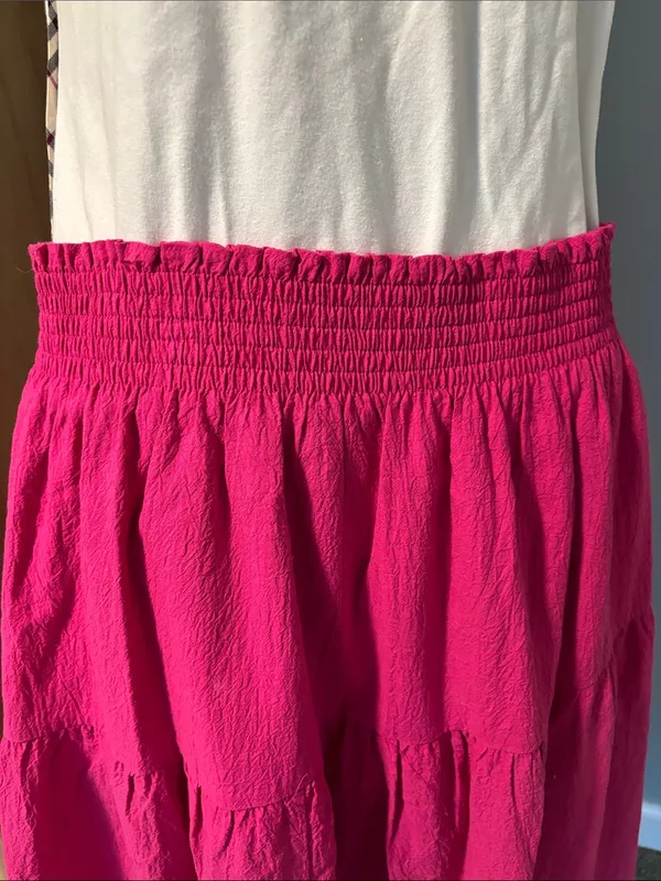 Nine West Hot Pink Tiered Elastic Waist Maxi Fully Lined Skirt - Image 4