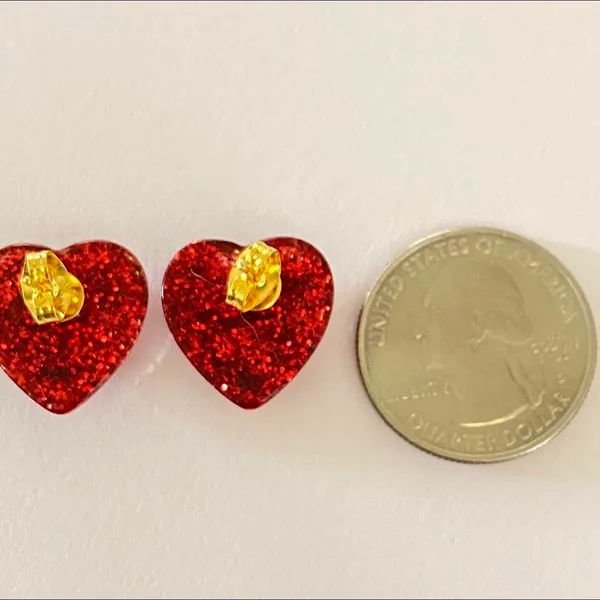 Kawaii Goth vintage romance style Cross heart stud earrings✨ - Image 4
