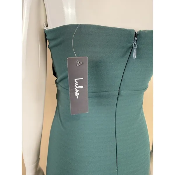 Lulus Teal Blue Strapless Maxi Dress With Split Front Hem Formal Gown XS NWT - Image 7