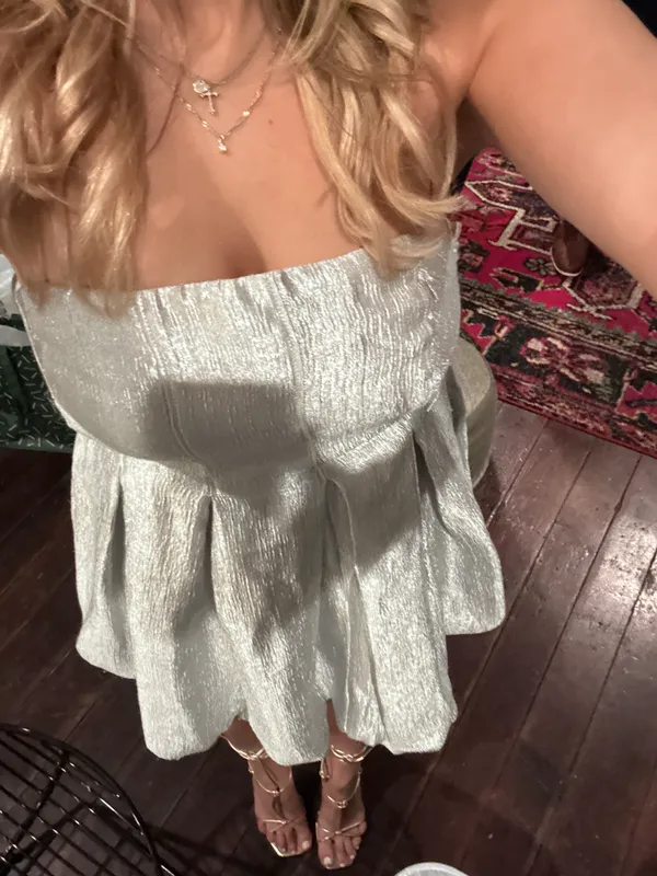 Free People Silver Balloon Dress - Image 2