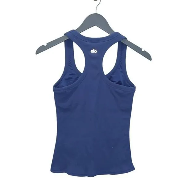 Alo Yoga Womens Rib Racerback Sleeveless Support Tank Top Smoke Cobalt Blue Size - Image 3