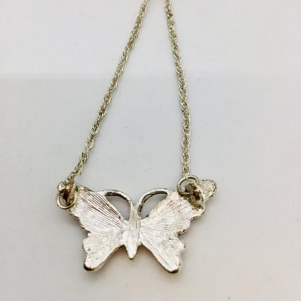 Marcasite Butterfly Dainty Chain Silver Necklace - Image 13