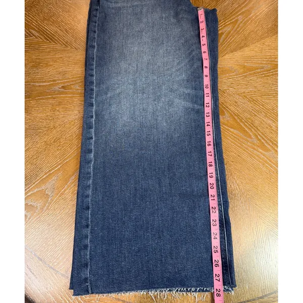 American Eagle Super High-Rise Baggy Wide Leg Jeans 14 Short Blue Raw Hem - Image 10