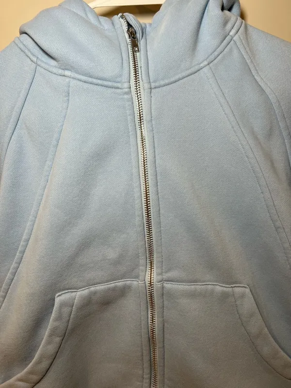 Anrabess Scuba Inspired Full Zip Light Blue Women's Hoodie Jacket - Image 3