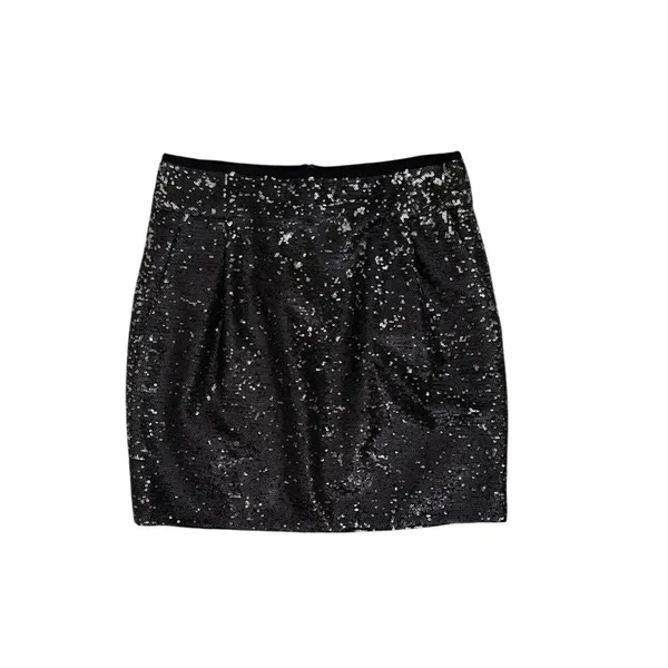 J. Crew Black Sequin Cocktail Mini Skirt Party Festive Event Size 2 - Image 3