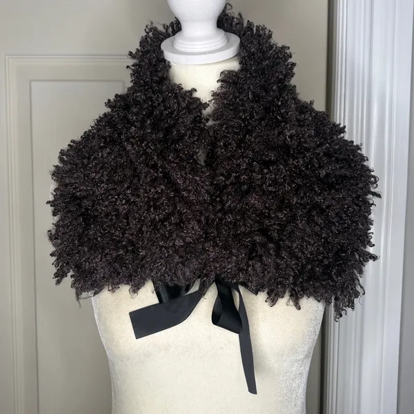 Steve Mac New York Curly Collar Shawl Eggplant OS - Image 7