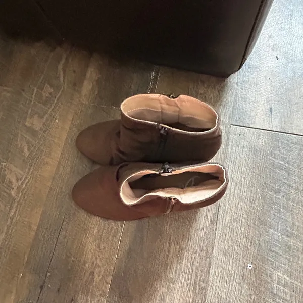Womens Brown Faux Suede Slouchy Ankle‎ Boots Stacked Block Heel Size 8 - Image 3