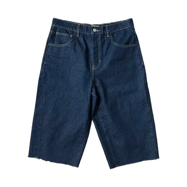 Free People We The Free Jam Session Relaxed Denim Capri Dark Wash Raw Hem Sz 28 - Image 2