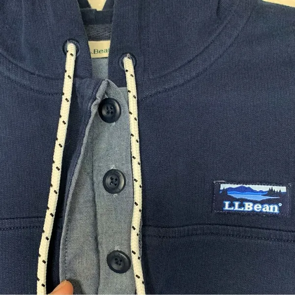 L.L Bean Women’s Outdoors Blue Pullover Hooded Sweatshirt, Sz Small - Image 4