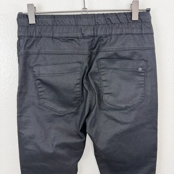 Flog Shely Pants Womens 25 Black Grid Drawstring Waist Pockets Made in Israel - Image 6