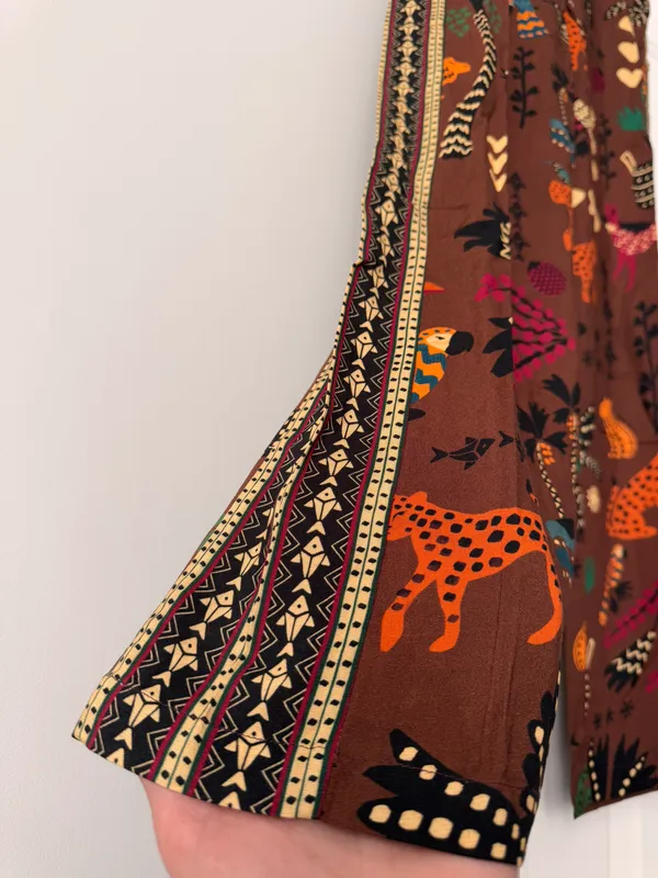 Farm Rio Tropical Print Pull-On Straight Leg Pants, Size M - Image 8