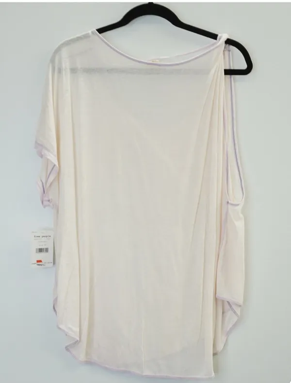 We The Free People Womens Top Pluto One-Shoulder Tee T-Shirt Lavender M - Image 3