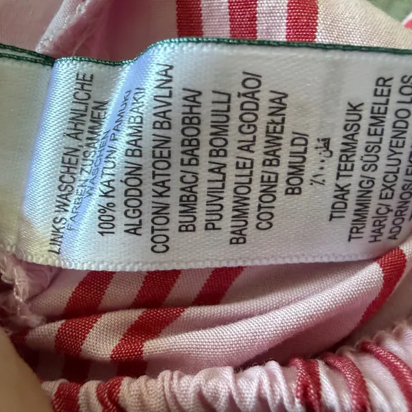 M&S Marks & Spencer Pink Red Striped Cotton Drawstring Pants Wide Leg US 6 - Image 8
