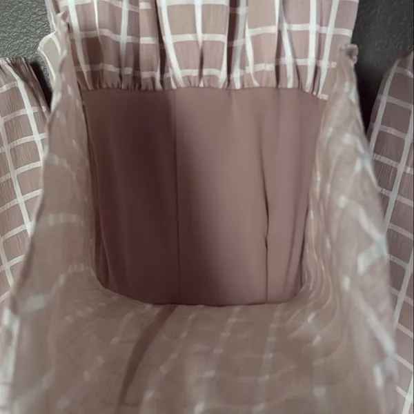 Allison & Kelly Checkered Peplum Romper Tan - Image 3