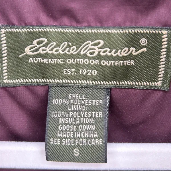 Eddie Bauer Womens Goose Down Puffer Vest Maroon‎ Burgundy Diamond Quilted Small - Image 4