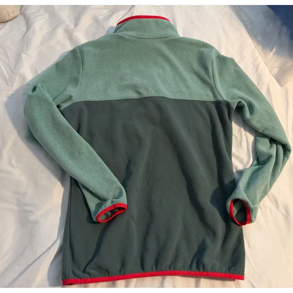 Columbia Fleece Pullover Gorpcore Green Grey‎ Red Snap Front Pocket Medium - Image 3