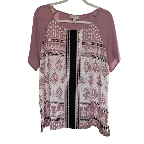 LOFT Sheer Blouse, XL, Mauve Pink Color - Image 4