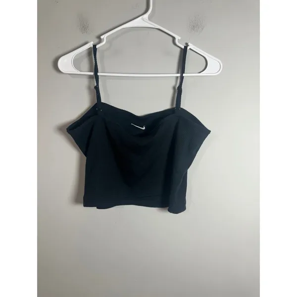 Nike Sportswear Essentials Women Black Ribbed Cami Crop Top‎ DQ5922-010 Medium - Image 6