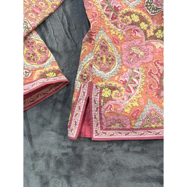 Appleseed's Reversible Quilted Jacket Womens Pink Paisley Floral M - Image 9