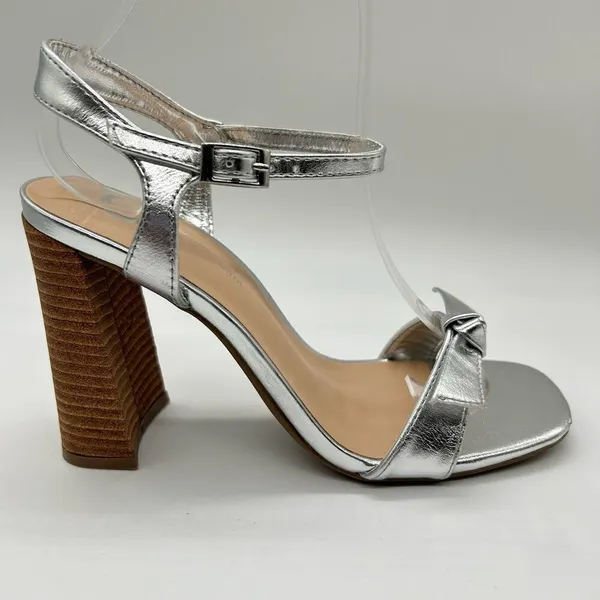 Journee Collection Sandals‎ Womens 7 Silver Dianne Heeled Open Toe Sandals NEW - Image 3