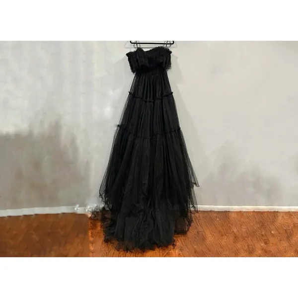 Sherri Hill 56068 Tiered Skirt Sheer Corset Dress Sz 2 Black NWOT - Image 4