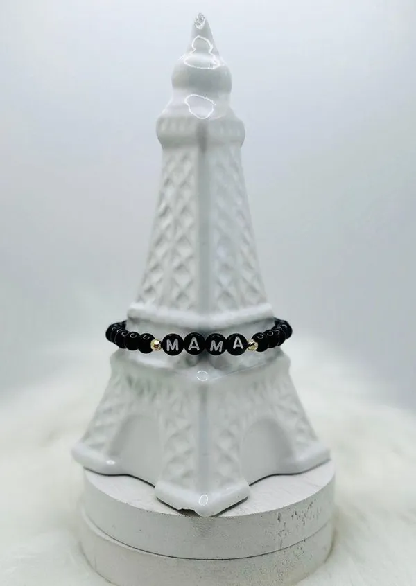 Mama Natural Stone beaded Bracelet Black - Image 5