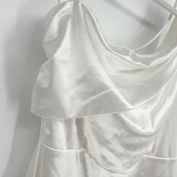 Lulus Womens Celebration Of Love White Satin One Shoulder Bodycon‎ Mini Dress XL - Image 5