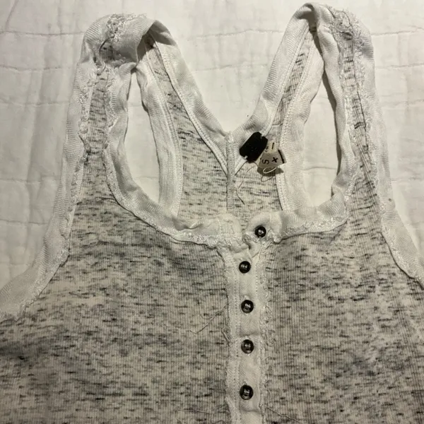 FREE PEOPLE We the Free Cotton Spandex TANK TOP Gray White Size S - Image 6