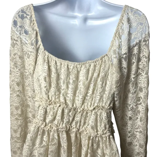 Altar's State Ivory Lace Sweetheart Babydoll Blouse Cottagecore Fairy Feminine S - Image 6