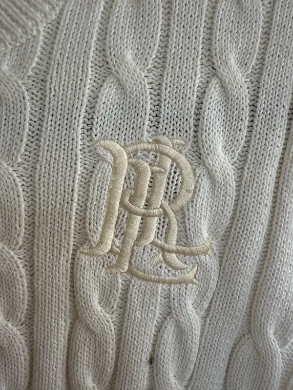 Ralph Lauren Off White Cable-Knit Short-Sleeve Sweater Top Size M - Image 2