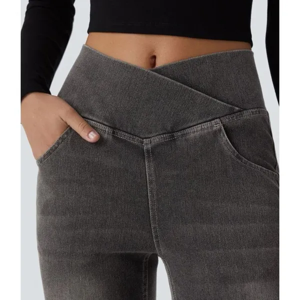 ✨Halara Flex™ High Waisted Crossover Pocket Washed Casual Flare Sz XL Jeans✨ - Image 5