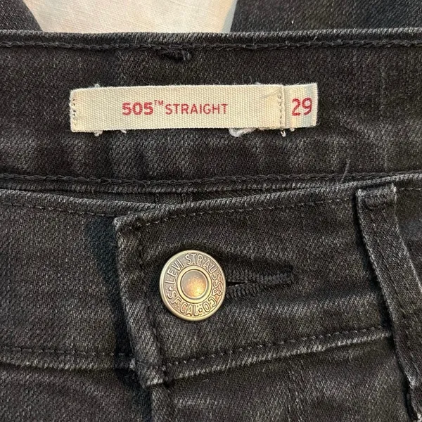 Levis 505 Straight Leg Jeans Mid Rise Black Size 29 8 - Image 3