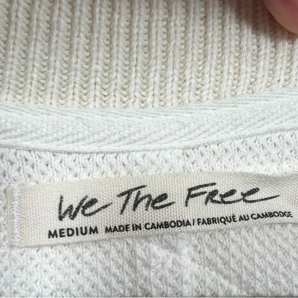 Free People Asher Thermal‎ Knit V-neck Top M - Image 2