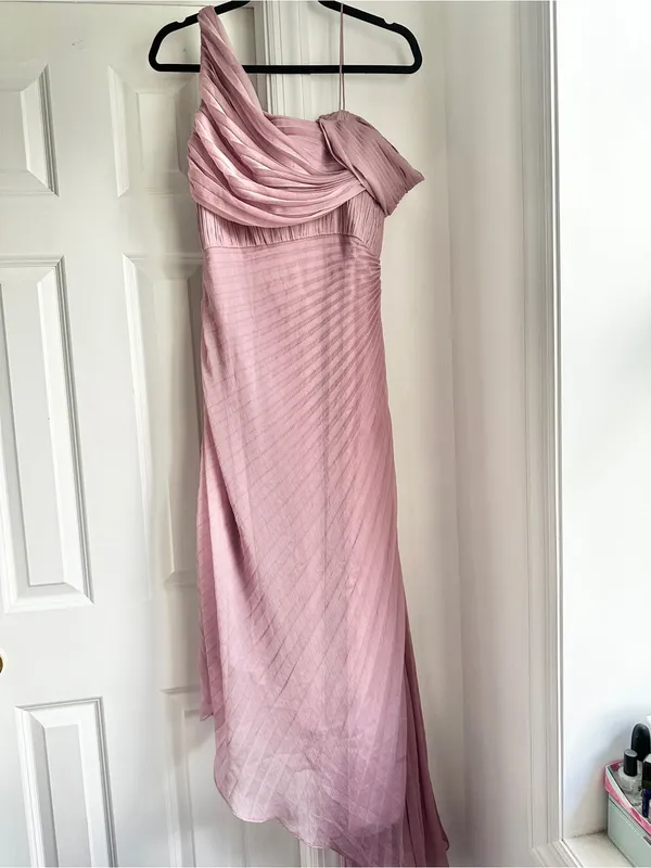 AMUR Joelle Pleated Draped Asymmetrical Gown - Image 6