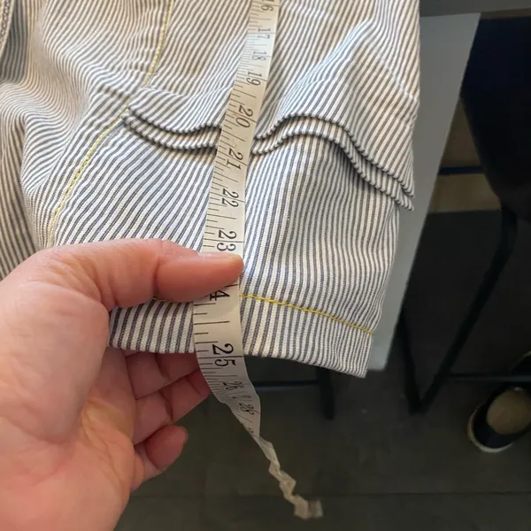 Chico's Seersucker Striped gray white yellow Yachtie Blazer coastal classic - Image 14