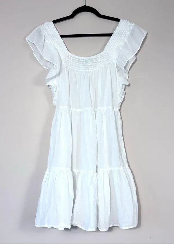 J. Crew Flutter Sleeve Voile Mini Dress in White Large - Image 3