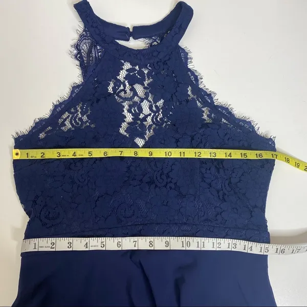 Lulu’s Dance All Evening Navy Lace Halter Neck Maxi Evening Gown L - Image 8