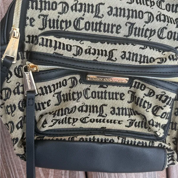Juicy Couture Black and Cream Logo Backpack - Image 2