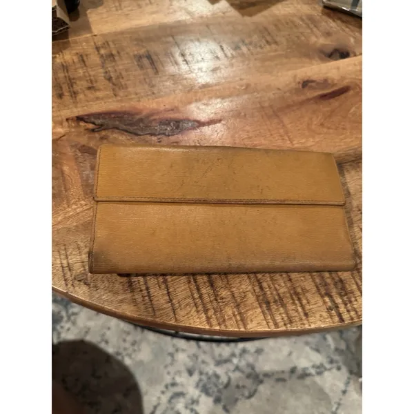 Authentic Gucci Vintage Tan Leather Clutch Wallet Jackie Clasp Italy‎ - Image 8