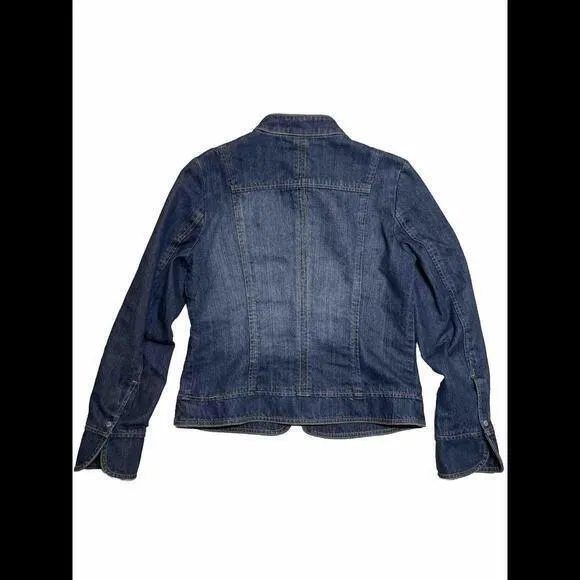 i.e. relaxed Denim Jacket Women's‎ Size M Blue Acid Washed Manderin Collar - Image 3