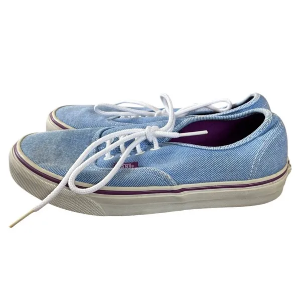 Vans‎ Blue Denim Sneakers Women's Sz 7.5 Washed Twill Skater Grunge - Image 4