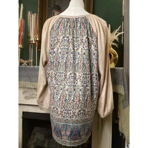 Vintage America Women Large Floral Paisley Embroidered Peasant Tunic Top - Image 3